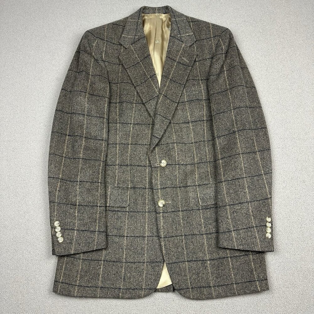 Vintage Austin Reed Of Regent Street Blazer Brown Plaid HBT Sport Coat 4 Button